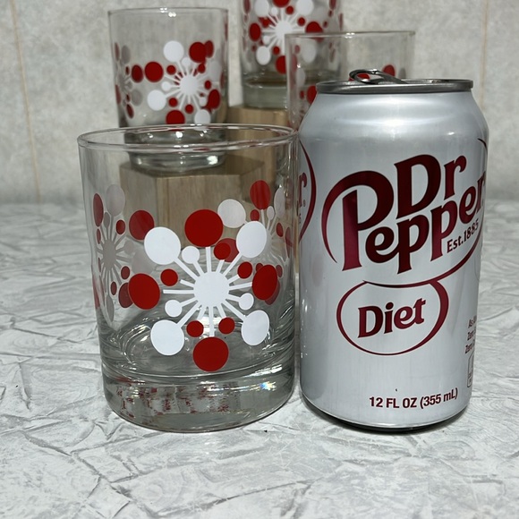 Set of 4 Crate&Barrel Atomic snowflake double old fashion glasses - Picture 2 of 8